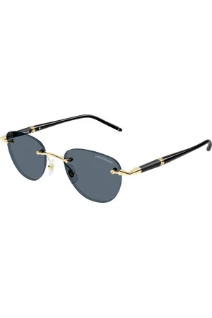 Montblanc Uomo MB0412S 001 Occhiali da sole Metallo Grigio Rotonda