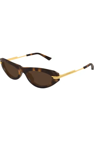 Bottega Veneta Donna BV1368S 002 Occhiali da sole Acetato Marrone Rotonda