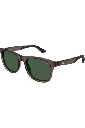 Montblanc Uomo MB0400S 003 Occhiali da sole Iniettato Verde Squadrata