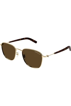 Montblanc Uomo MB0392SA 004 Occhiali da sole Metallo Marrone Squadrata