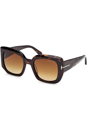 Tom Ford Donna FT1220 CARLA-02 52F Occhiali da sole Acetato Marrone Squadrata Normale Sfumato