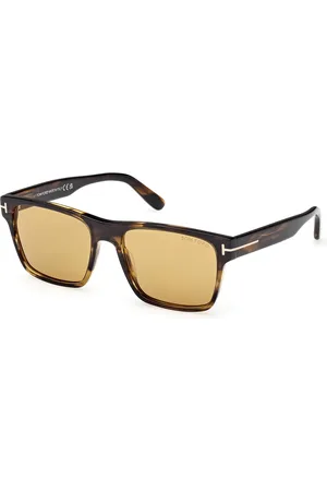 Tom Ford Uomo FT1205 CALDER 56E Occhiali da sole Acetato Marrone Squadrata Normale