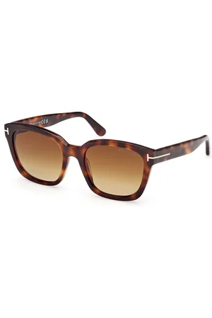 Tom Ford Donna FT1216 HAYLAY 53F Occhiali da sole Acetato Marrone Squadrata Normale