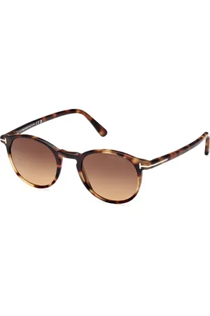 Tom Ford Uomo FT0539 ANDREA-02 53F Occhiali da sole Acetato Marrone Rotonda Normale