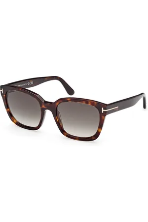 Tom Ford Donna FT1216 HAYLAY 52B Occhiali da sole Acetato Marrone Squadrata Normale Sfumato