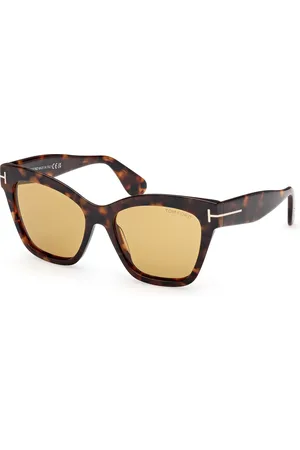Tom Ford Donna FT1217 ELVIRA 52E Occhiali da sole Acetato Marrone Farfalla Normale
