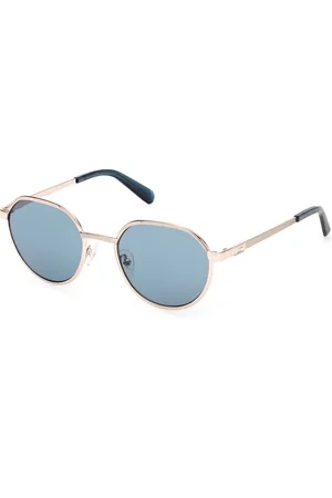 Guess Uomo GU00207 32V Occhiali da sole Metallo Blu Rotonda Normale