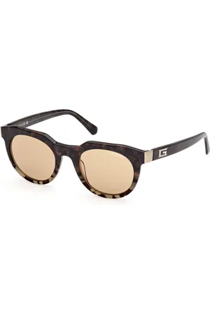 Guess Uomo GU00214 56E Occhiali da sole Acetato Marrone Rotonda Normale