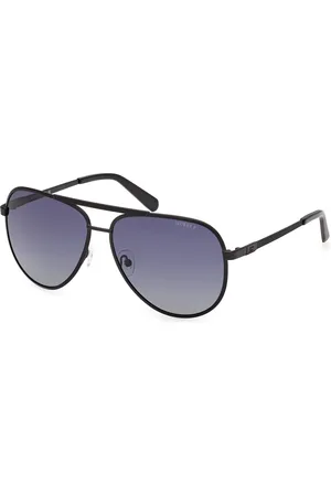 Guess Uomo GU00209 02D Occhiali da sole Metallo Fumo Pilot Polarizzata