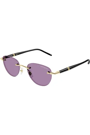 Montblanc Uomo MB0412S 002 Occhiali da sole Metallo Viola Rotonda