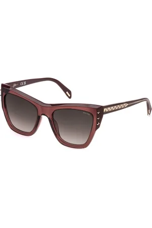 Police Donna SPLR24E SUPERSTAR 4 06PP Occhiali da sole Acetato Marrone Farfalla Normale Sfumato
