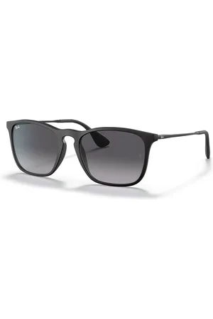 Ray-Ban Uomo RB4187 CHRIS 622/8G Occhiali da sole Iniettato Grigio Squadrata Normale Sfumato