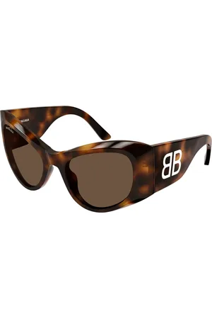 Balenciaga Donna BB0393S 002 Occhiali da sole Acetato Marrone Farfalla