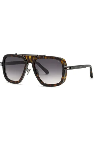 Philipp Plein Uomo SPP109M PLEIN ICON 722 Occhiali da sole Metallo Fumo Squadrata Normale Sfumato