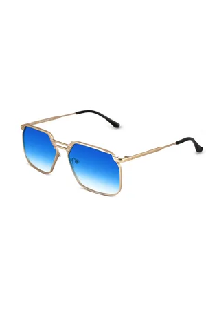 XLAB Unisex MOOREA Occhiali da sole Metallo Azzurro Oversize Sfumato