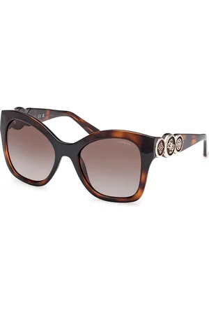 Guess Donna GU00197 52F Occhiali da sole Iniettato Marrone Farfalla Normale Sfumato