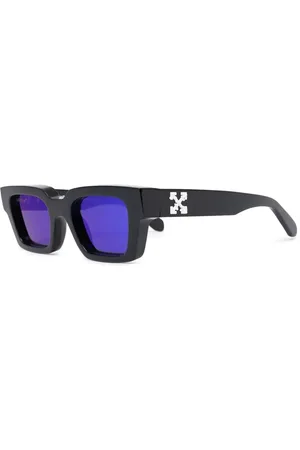 OFF-WHITE Unisex OERI022 Virgil 1045 Black Occhiali da sole Acetato Blu Squadrata Normale Specchiato