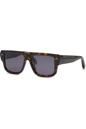 Philipp Plein Uomo SPP179 PLEIN HEXAGON CAMOU 722 Occhiali da sole Acetato Fumo Squadrata Normale