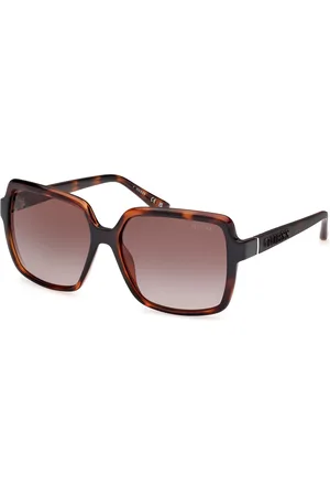 Guess Donna GU00157 52F Occhiali da sole Iniettato Marrone Squadrata Normale Sfumato