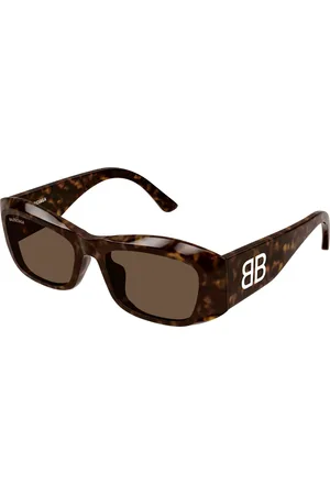Balenciaga Donna BB0397SA 002 Occhiali da sole Acetato Marrone Squadrata