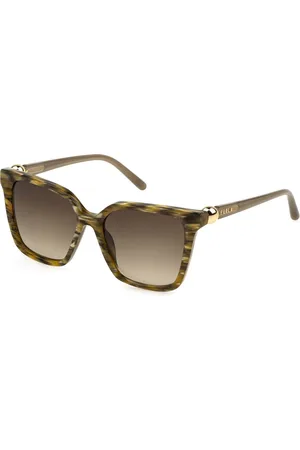 Furla Donna SFU888 01EV Occhiali da sole Acetato Verde Squadrata Normale Sfumato