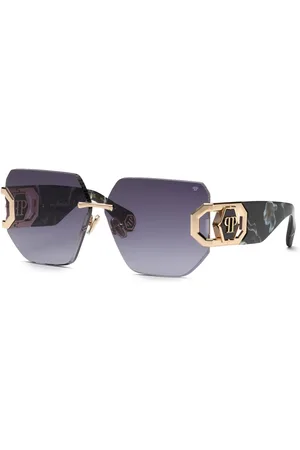 Philipp Plein Donna SPP133 PLEIN HERA 300 Occhiali da sole Metallo Fumo Geometrica Normale Sfumato