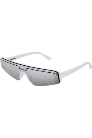 Balenciaga Unisex BB0003S 002 Occhiali da sole Acetato Argento Maschera Normale Specchiato