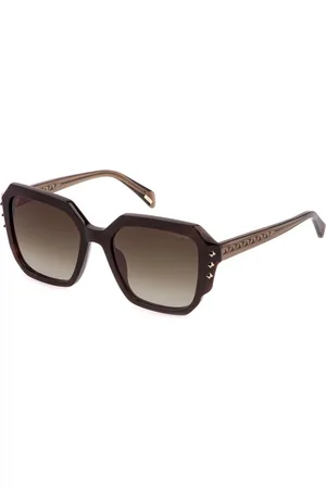 Police Donna SPLR23 SUPERSTAR 3 752 Occhiali da sole Acetato Marrone Geometrica Normale Sfumato