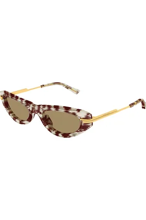Bottega Veneta Donna BV1368S 003 Occhiali da sole Acetato Marrone Rotonda
