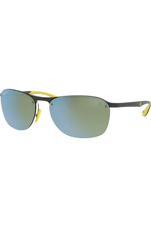 Ray-Ban Uomo RB4302M FERRARI F624H1 Occhiali da sole Nylon Argento Squadrata Polarizzata Specchiato
