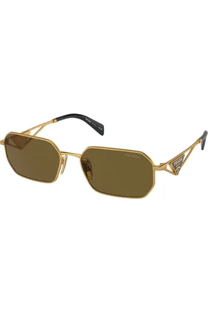 Prada Donna PR A51S 15N01T Occhiali da sole Acciaio Marrone Geometrica Normale