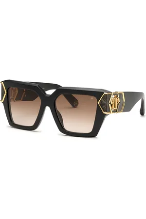 Philipp Plein Donna SPP135M PLEIN HERA 700Y Occhiali da sole Acetato Marrone Squadrata Normale Sfumato