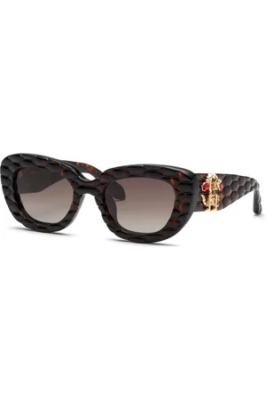Roberto Cavalli Donna SRC058S 743 Occhiali da sole Acetato Marrone Geometrica Normale Sfumato