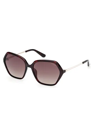 Guess Donna GU00134 52F Occhiali da sole Iniettato Marrone Geometrica Normale Sfumato