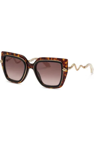 Roberto Cavalli Donna SRC097M 9TCY Occhiali da sole Acetato Marrone Farfalla Normale Sfumato