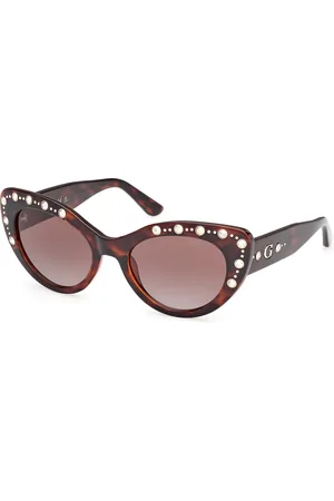 Guess Donna GU00163 52F Occhiali da sole Iniettato Marrone Cat Eye Normale Sfumato