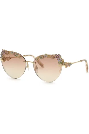 Chopard Donna SCHL30S 300G Occhiali da sole Metallo Marrone Farfalla Specchiate Sfumato