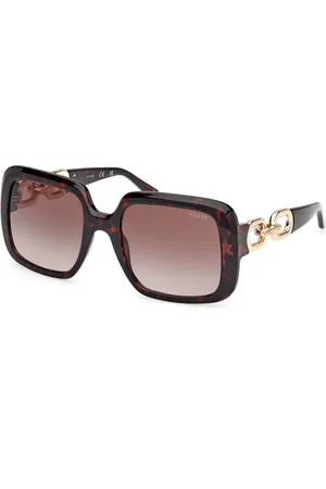 Guess Donna GU00161 52F Occhiali da sole Iniettato Marrone Squadrata Normale Sfumato