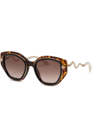 Roberto Cavalli Donna SRC096M 09TC Occhiali da sole Acetato Marrone Farfalla Normale Sfumato