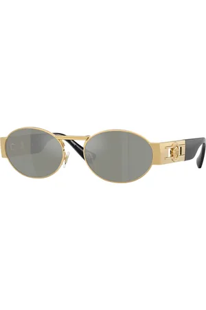 VERSACE Uomo VE2264 100230 Occhiali da sole Acciaio Verde Rotonda Specchiate