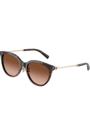 Tiffany & Co. Donna TF4243D 80153B Occhiali da sole Acetato Marrone Rotonda Normale Sfumato