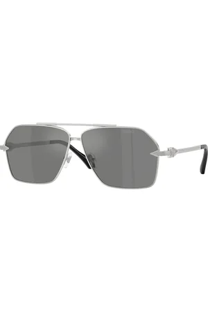 VERSACE Uomo VE2284 10006G Occhiali da sole Metallo Grigio Pilot Specchiate
