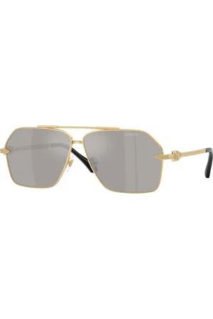 VERSACE Uomo VE2284 10026G Occhiali da sole Metallo Grigio Pilot Specchiate