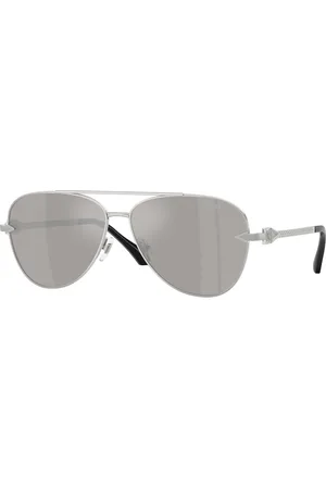 VERSACE Uomo VE2283 10006G Occhiali da sole Metallo Grigio Pilot Specchiate