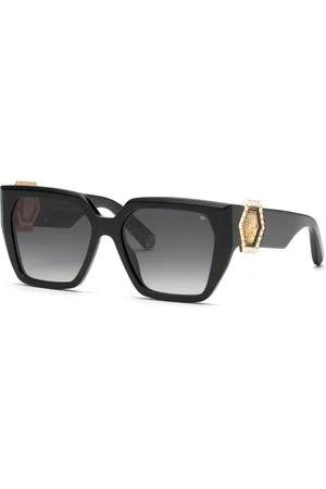 Philipp Plein Donna SPP160S PLEIN CAPTURE CRYSTAL 700S Occhiali da sole Acetato Fumo Squadrata Normale Sfumato