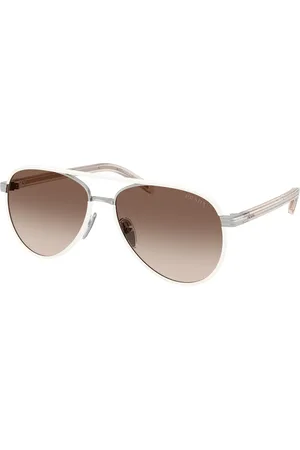 Prada Donna PR B57S 23E10S Occhiali da sole Acciaio Marrone Pilot Normale Sfumato