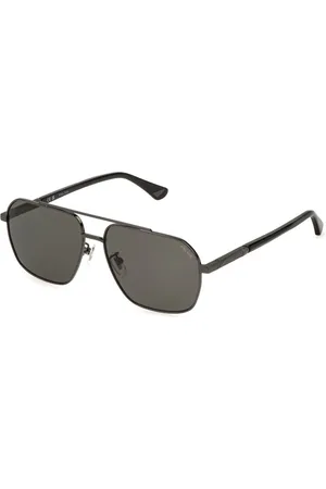 Police Uomo SPLQ85 NEW CROSSROADS 4 568P Occhiali da sole Metallo Fumo Geometrica Polarizzata