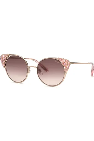 Chopard Donna SCHL06S 0A39 Occhiali da sole Metallo Marrone Rotonda Antiriflesso Sfumato