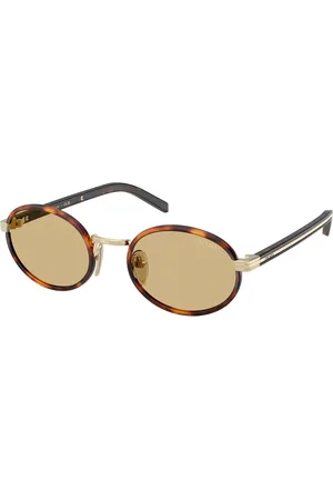 Prada Donna PR B56S 21E10R Occhiali da sole Acciaio Marrone Rotonda Normale