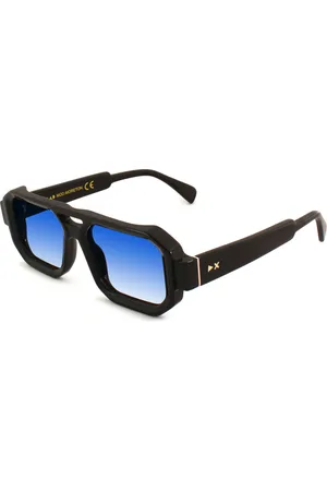 XLAB Uomo MORETON Occhiali da sole Acetato Azzurro Squadrata Sfumato